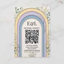 Minimalistische Pastelkleurige Boog Botanische QR- Informatiekaartje