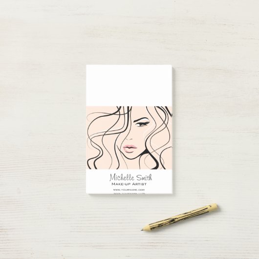 Minimalistische Pastelperzik Elegante Vrouwelijke  Post-it® Notes (Op bureau)