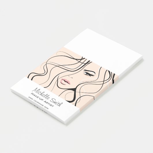 Minimalistische Pastelperzik Elegante Vrouwelijke Post-it® Notes (Schuin)