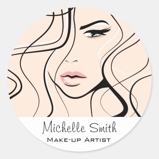 Minimalistische Pastelperzik Elegante Vrouwelijke Ronde Sticker (Voorkant)