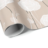 Minimalistische pastelroze witte bloemmotief cadeaupapier (Rol Hoek)