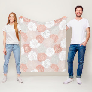 Minimalistische pastelroze witte bloempatroon fleece deken