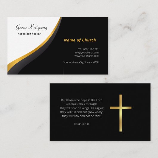 Minimalistische pastorkaart visitekaartje (Voorkant / Achterkant)