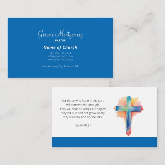 Minimalistische pastorkaart visitekaartje (Voorkant / Achterkant)