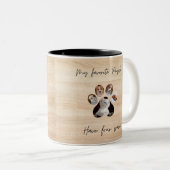 Minimalistische Paw Print Typografie Pet Photo Tweekleurige Koffiemok (Voorkant rechts)