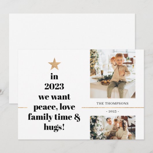 Minimalistische Peace Love Familie Knuffels Multi  Feestdagenkaart (Voorkant / Achterkant)