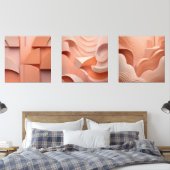 Minimalistische Peach Abstracte kunst moderne geom Muurkunst Sets (Slaapkamer)