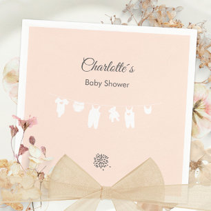 Minimalistische Peach Baby Girl Shower Servet