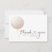 Minimalistische Peach Ballon Script Hart Verjaarda Bedankkaart (Voorkant)