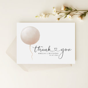 Minimalistische Peach Ballon Script Hart Verjaarda Bedankkaart