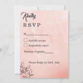 minimalistische Peach Botanische RSVP-kaart (Voorkant)