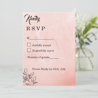 minimalistische Peach Botanische RSVP-kaart