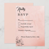 minimalistische Peach Botanische RSVP-kaart (Voorkant / Achterkant)