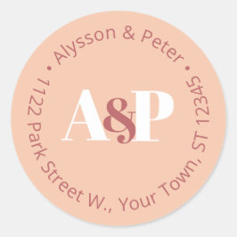 Minimalistische Peach Burnt Sienna Retouradres Ronde Sticker