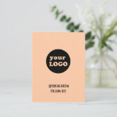 Minimalistische Peach Custom Business Logo Briefkaart (Staand voorkant)