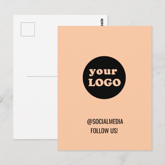 Minimalistische Peach Custom Business Logo Briefkaart (Voorkant / Achterkant)