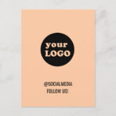 Minimalistische Peach Custom Business Logo Briefkaart (Voorkant)