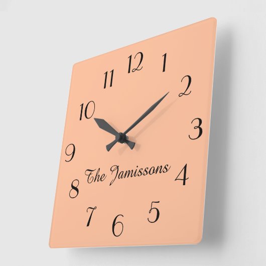 Minimalistische Peach Fuzz, naam, rond of Vierkante Klok (Hoek)