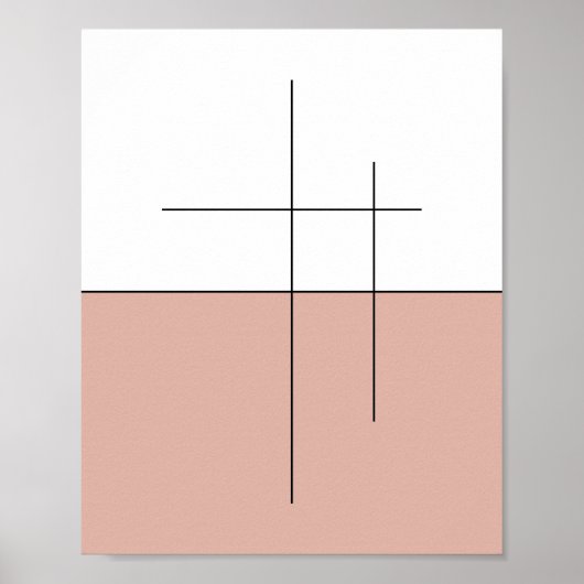 Minimalistische Peach Horizon-lijnkunst Poster (Voorkant)