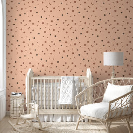 Minimalistische Peach Polka Dot Naadloos Patroon Behang