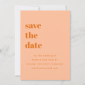 Minimalistische Peach Sinaasappel Retro Eenvoudige Save The Date (Voorkant)