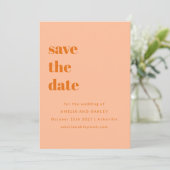 Minimalistische Peach Sinaasappel Retro Eenvoudige Save The Date (Staand voorkant)