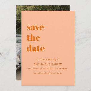 Minimalistische Peach Sinaasappel Retro Eenvoudige Save The Date
