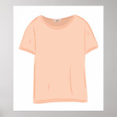 Minimalistische Peach T-shirt illustratie Poster (Voorkant)