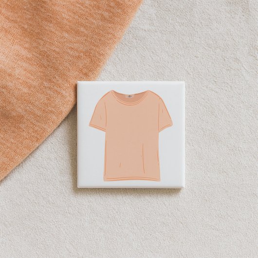 Minimalistische Peach T-shirt illustratie Vierkante Button 5,1 Cm