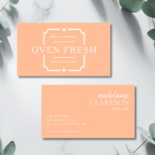Minimalistische Peach White Pastry Chef Bakkerij Visitekaartje