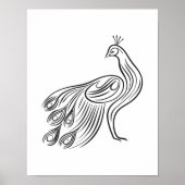 Minimalistische Peacock Line Art Wall Poster (Voorkant)