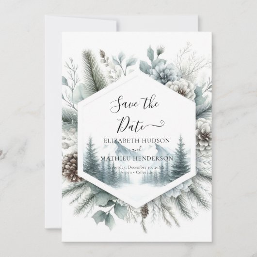Minimalistische Peak Mountain bruiloft Save The Date (Voorkant)