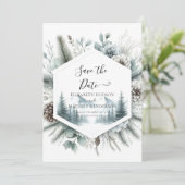 Minimalistische Peak Mountain bruiloft Save The Date (Staand voorkant)