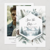 Minimalistische Peak Mountain bruiloft Save The Date (Voorkant / Achterkant)