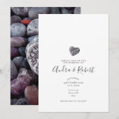 Minimalistische pebble Heart Discovery Photo Weddi Kaart (Voorkant / Achterkant)