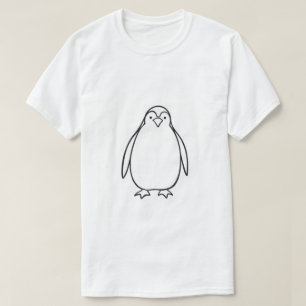 Minimalistische Penguin Line Art T-shirt