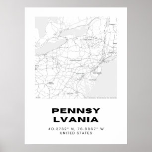 Minimalistische Pennsylvania Kaart Kunst Poster