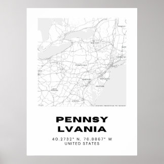 Minimalistische Pennsylvania Kaart Kunst Poster