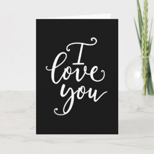 Minimalistische penseel schrift 'I Love You' kaart