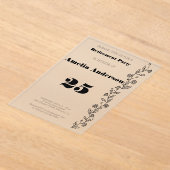 Minimalistische pensionering moderne daisy zwart acryl uitnodigingen (Laagn)