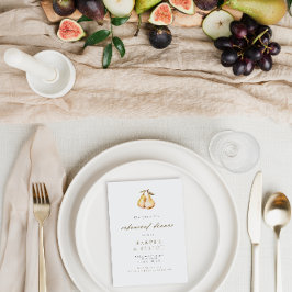 Minimalistische peren bruiloftsrepetitie diner kaart