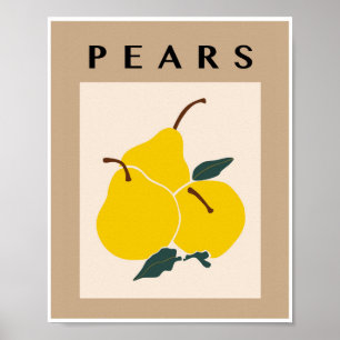 Minimalistische peren geel fruit keuken kunst poster