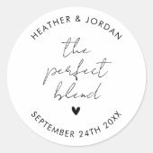 Minimalistische Perfect Blend Trouwkoffie Favor  Ronde Sticker (Voorkant)