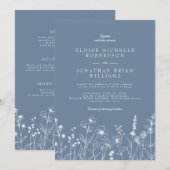 Minimalistische Periwinkle Wildflower Details Huwe Kaart (Voorkant / Achterkant)
