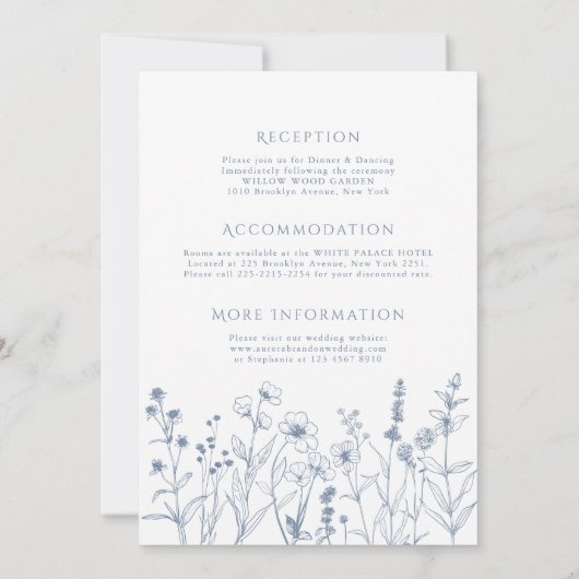 Minimalistische Periwinkle Wildflower Details Huwe Kaart (Achterkant)