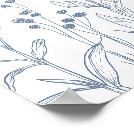 Minimalistische Periwinkle Wildflower Wedding Welk Poster (Hoek)