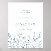 Minimalistische Periwinkle Wildflower Wedding Welk Poster (Voorkant)