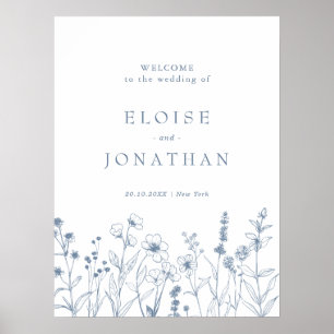 Minimalistische Periwinkle Wildflower Wedding Welk Poster