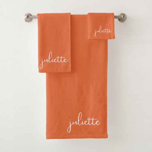 Minimalistische Persimmon Gepersonaliseerd Bad Handdoek (Insitu)