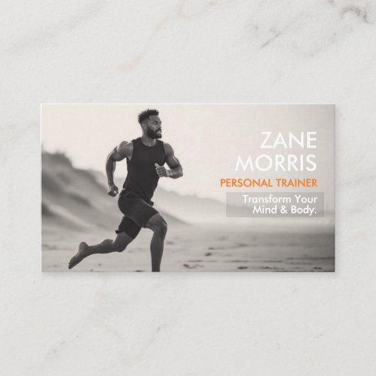 Minimalistische persoonlijke fitnesstrainer Foto Visitekaartje (Voorkant)